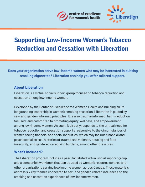 Supporting Low-Income Women’s Tobacco Reduction and Cessation with Liberation